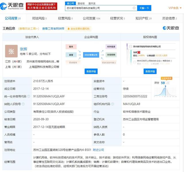 腾讯投资苏州紫月格格网络科技 股东爱奇艺背景助力市场战略整合